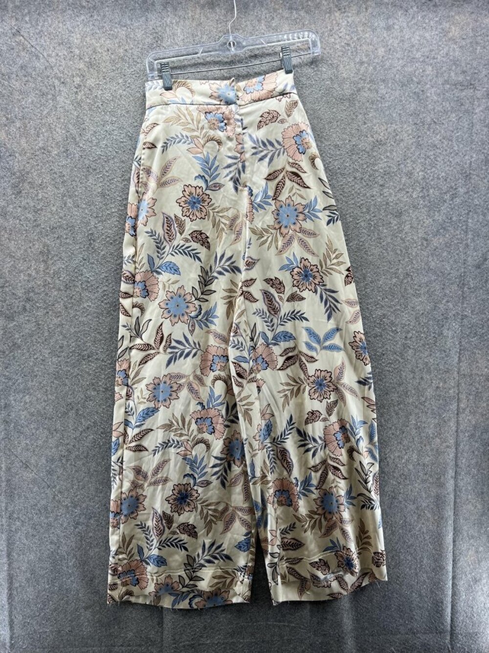 House Of Harlow 1960 Pants Womens XS Multicolor Floral Wide Leg Satin Paper